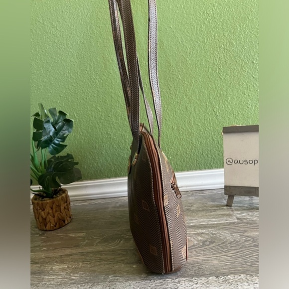 Vintage Texier French Signature Logo Brown Leather Satchel Shoulder Bag - Picture 4 of 11